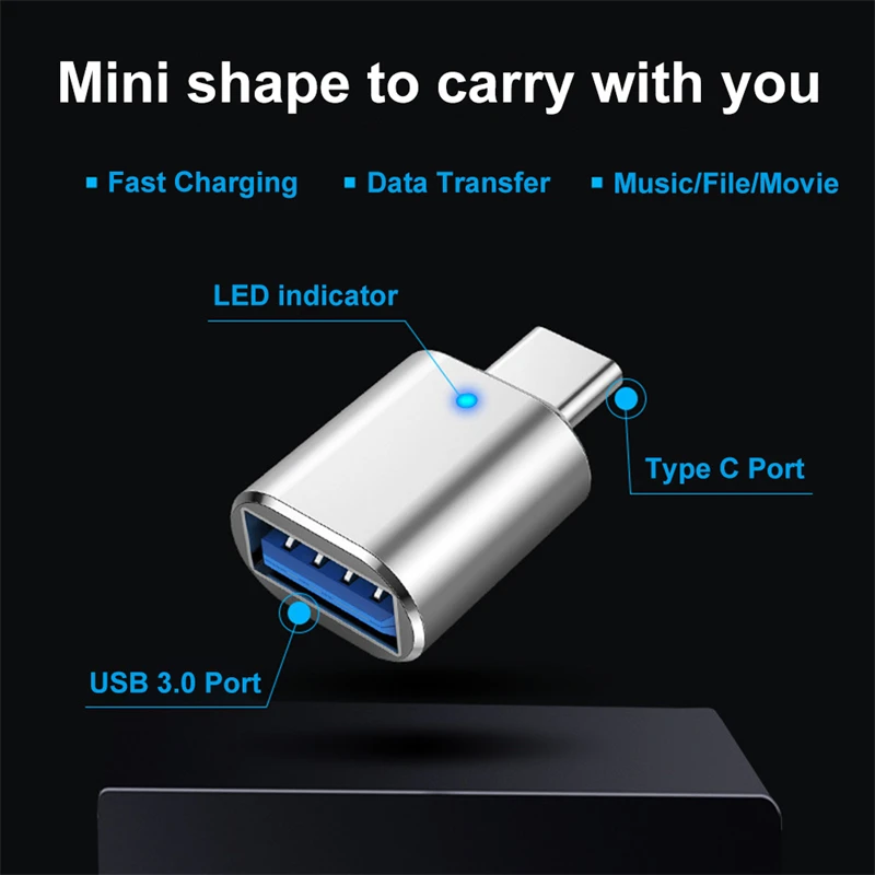 Adaptador USB 3.0 para Tipo C, OTG LED para USB C, USB-A para Micro USB - Imagem 6